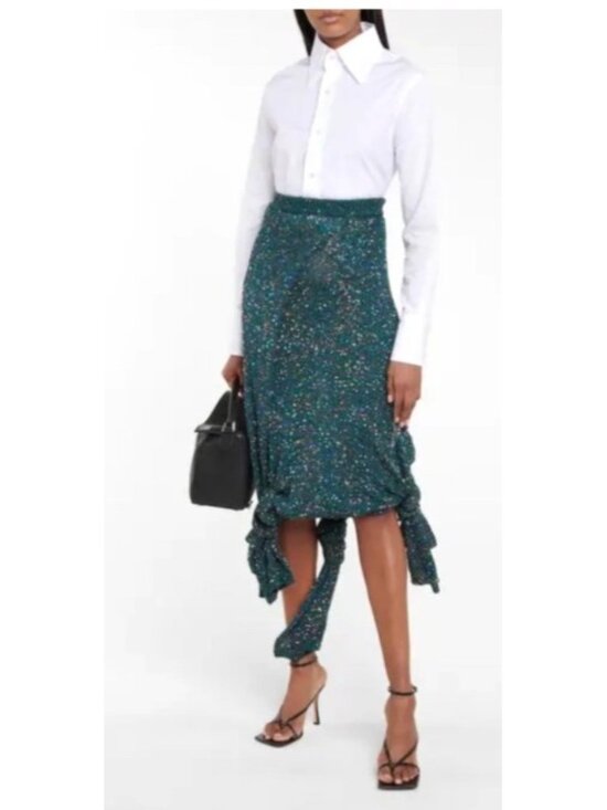Loewe Dresses & Skirts - Loewe Women's Sz M Knotted-Hem sequined knitted midi skirt Glittery Maxi
